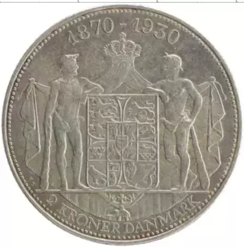 Монета 2 кроны Дании 1930 года Серебро 60 лет со дня рождения Короля Кристиана X