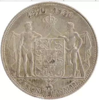Монета 2 кроны Дании 1930 года Серебро 60 лет со дня рождения Короля Кристиана X