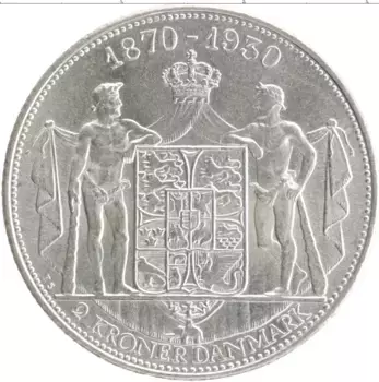 Монета 2 кроны Дании 1930 года Серебро 60 лет со дня рождения Короля Кристиана X