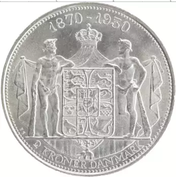 Монета 2 кроны Дании 1930 года Серебро 60 лет со дня рождения Короля Кристиана X