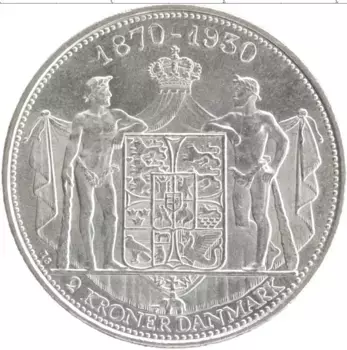 Монета 2 кроны Дании 1930 года Серебро Смерть Кристиана IX и вступление на престол Фредерика VIII