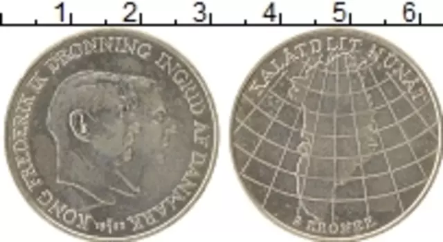 Монета 2 кроны Дании 1953 года Серебро Начало кампании по борьбе с туберкулезом в Гренландии