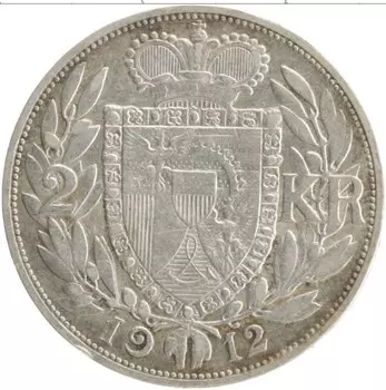 Монета 2 кроны Лихтенштейна 1912 года Серебро Иоганн II