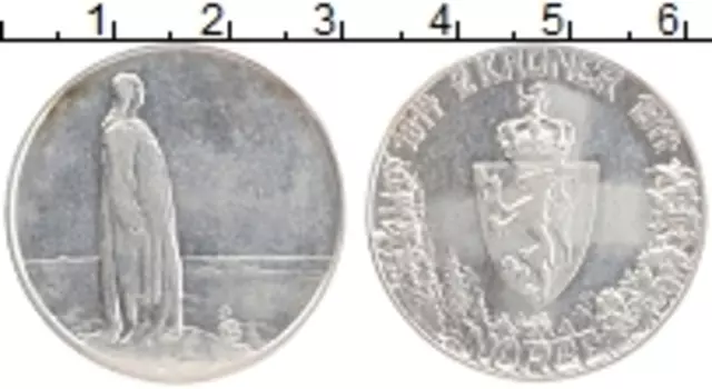 Монета 2 кроны Норвегии 1911 года Серебро 100 лет конституции