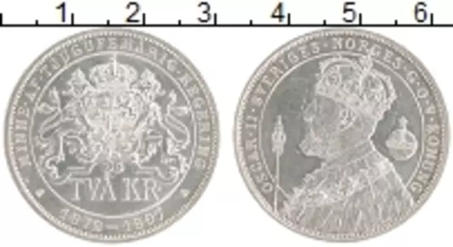 Монета 2 кроны Швеции 1897 года Серебро 25 лет правления Оскара II