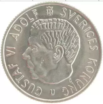 Монета 2 кроны Швеции 1970 года Медно-никель Густав VI Адольф