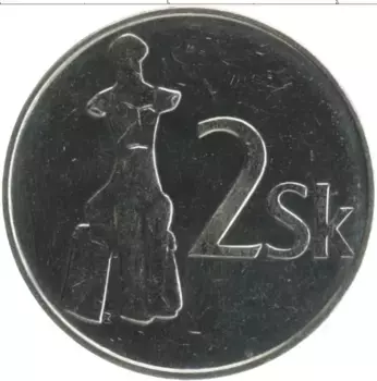 Монета 2 кроны Словакии 1993 года Медно-никель