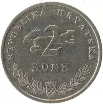 Монета 2 куны Хорватии 2003 года Медно-никель