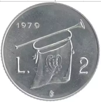 Монета 2 лиры Сан-Марино 1979 года Алюминий
