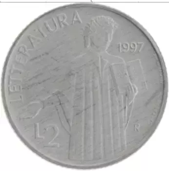 Монета 2 лиры Сан-Марино 1997 года Алюминий