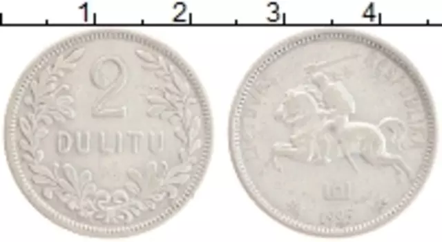 Монета 2 лит Литвы 1925 года Серебро