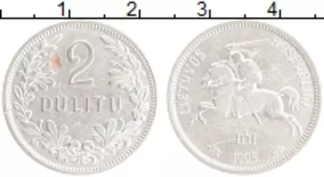 Монета 2 лит Литвы 1925 года Серебро