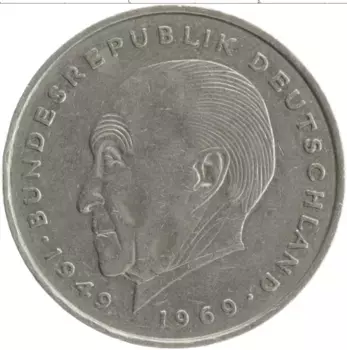Монета 2 марки ФРГ 1974 года Медно-никель J