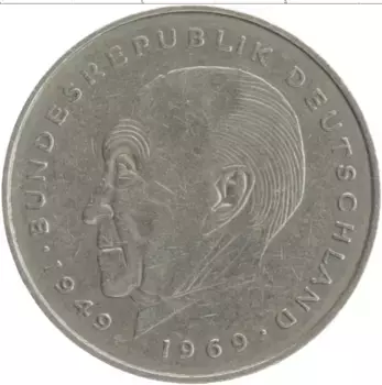 Монета 2 марки ФРГ 1977 года Медно-никель J