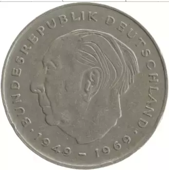 Монета 2 марки ФРГ 1977 года Медно-никель F