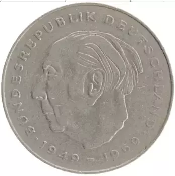 Монета 2 марки ФРГ 1977 года Медно-никель J