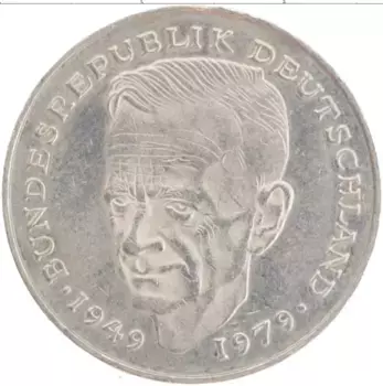 Монета 2 марки ФРГ 1990 года Медно-никель Курт Шумахер J