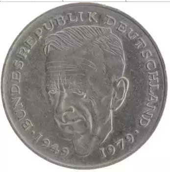 Монета 2 марки ФРГ 1990 года Медно-никель F Курт Шумахер
