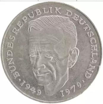 Монета 2 марки ФРГ 1990 года Медно-никель Курт Шумахер