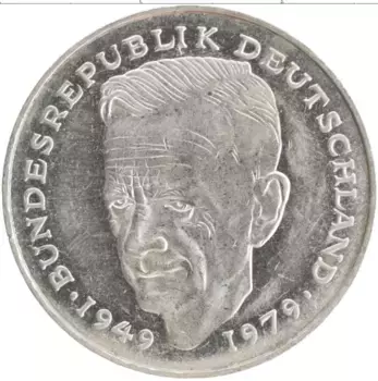 Монета 2 марки ФРГ 1990 года Медно-никель J