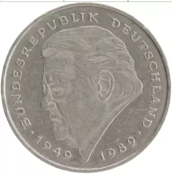 Монета 2 марки ФРГ 1990 года Медно-никель J
