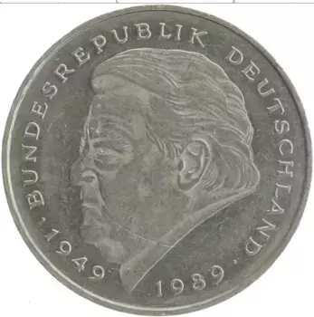 Монета 2 марки ФРГ 1992 года Медно-никель J