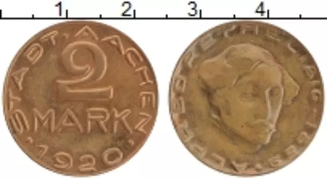 Монета 2 марки Германия : Нотгельды 1920 года Бронза Аахен