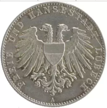Монета 2 марки Любека 1901 года Серебро А