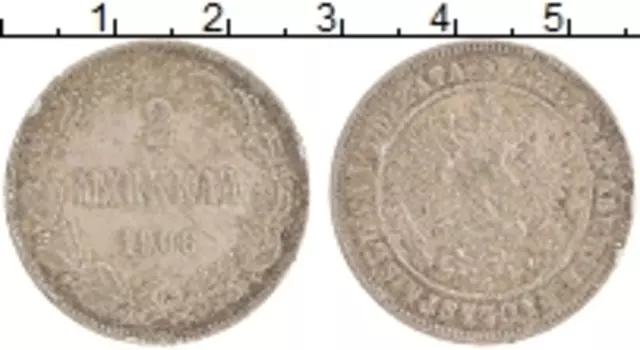 Монета 2 марки Николая 2 1908 года Серебро L