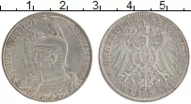 Монета 2 марки Пруссии 1901 года Серебро 200 лет Пруссии: от Фридриха I до Вильгельма II