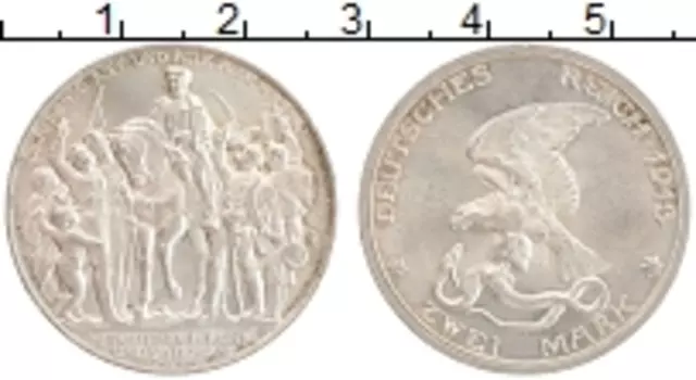 Монета 2 марки Пруссии 1913 года Серебро 100-летие победы над Наполеоном