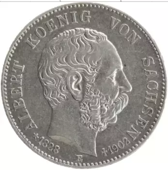 Монета 2 марки Саксонии 1902 года Серебро Е На смерть Альберта