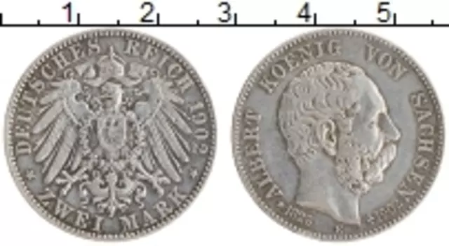 Монета 2 марки Саксонии 1902 года Серебро Альберт