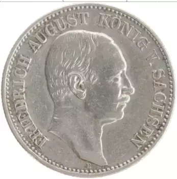 Монета 2 марки Саксонии 1907 года Серебро Е