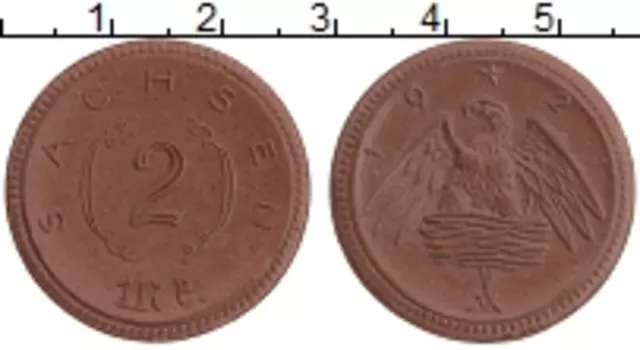 Монета 2 марки Саксонии 1921 года Фарфор Орел