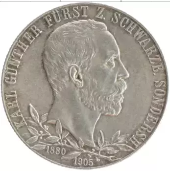 Монета 2 марки Шварцбург-Зондерхаузена 1905 года Серебро 25 лет правлению Карла Гюнтера