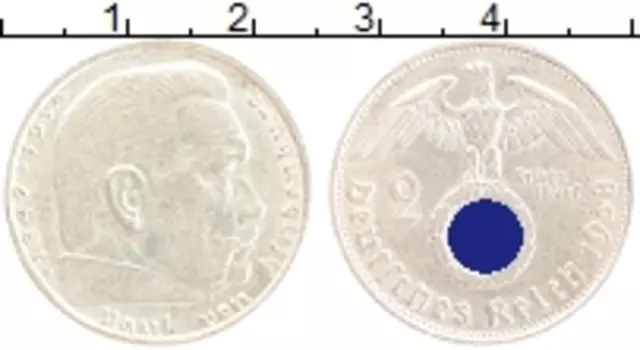 Монета 2 марки Третьего Рейха 1938 года Серебро B Гинденбург