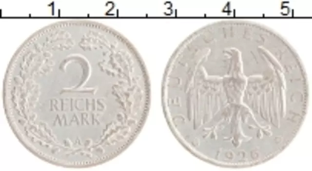 Монета 2 марки Веймарской республики 1926 года Серебро A