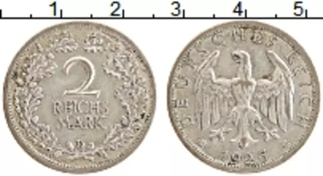 Монета 2 марки Веймарской республики 1926 года Серебро D