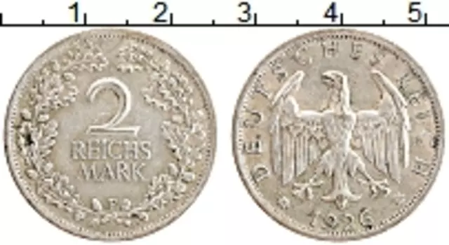 Монета 2 марки Веймарской республики 1926 года Серебро F