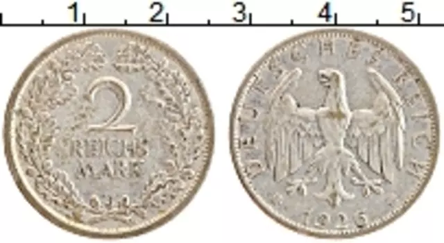 Монета 2 марки Веймарской республики 1926 года Серебро J