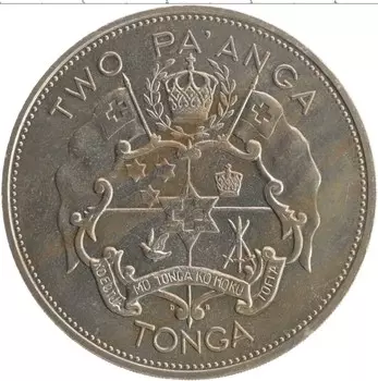 Монета 2 паанга Тонги 1967 года Медно-никель Коронация Тауфа’ахау Тупоу IV