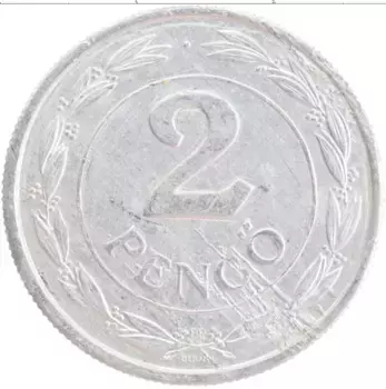 Монета 2 пенго Венгрии 1943 года Алюминий