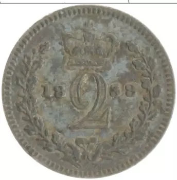 Монета 2 пенса Англии 1838 года Серебро Виктория
