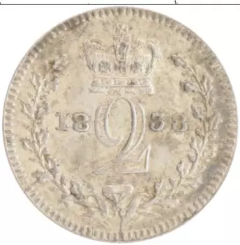 Монета 2 пенса Англии 1838 года Серебро Виктория