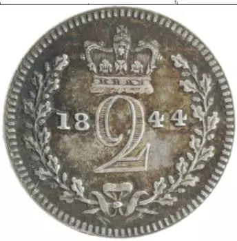 Монета 2 пенса Англии 1844 года Серебро Виктория