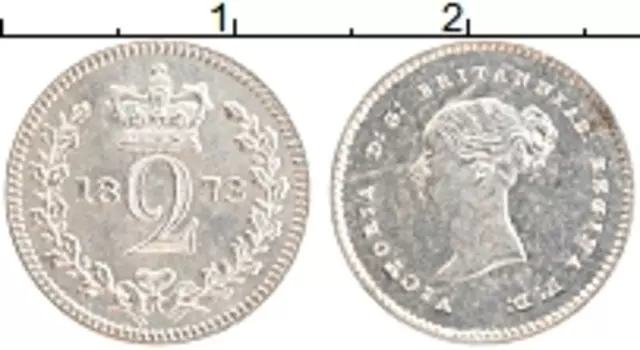 Монета 2 пенса Англии 1873 года Серебро Виктория