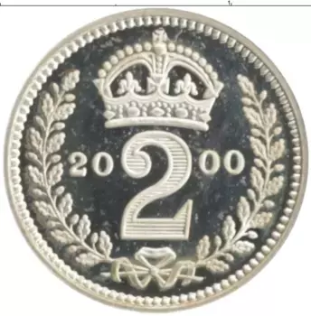 Монета 2 пенса Англии 2000 года Серебро Елизавета II