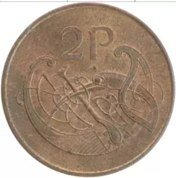 Монета 2 пенса Ирландии 1971 года Бронза