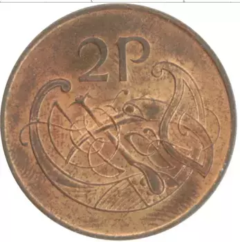Монета 2 пенса Ирландии 1971 года Бронза